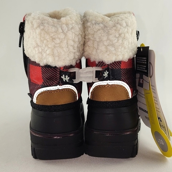 HOT PAWS Youth Red Plaid Snow Boots Waterproof Insulated -30C Reflective Size 6 - Picture 4 of 16